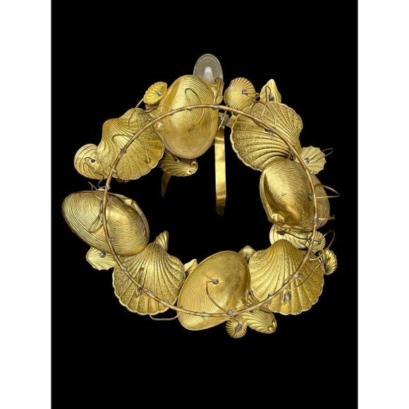 Vintage 1980s Brass Dresden/Petite Choses Seashell Wreath 11" HARD TO FIND - Picture 6 of 6